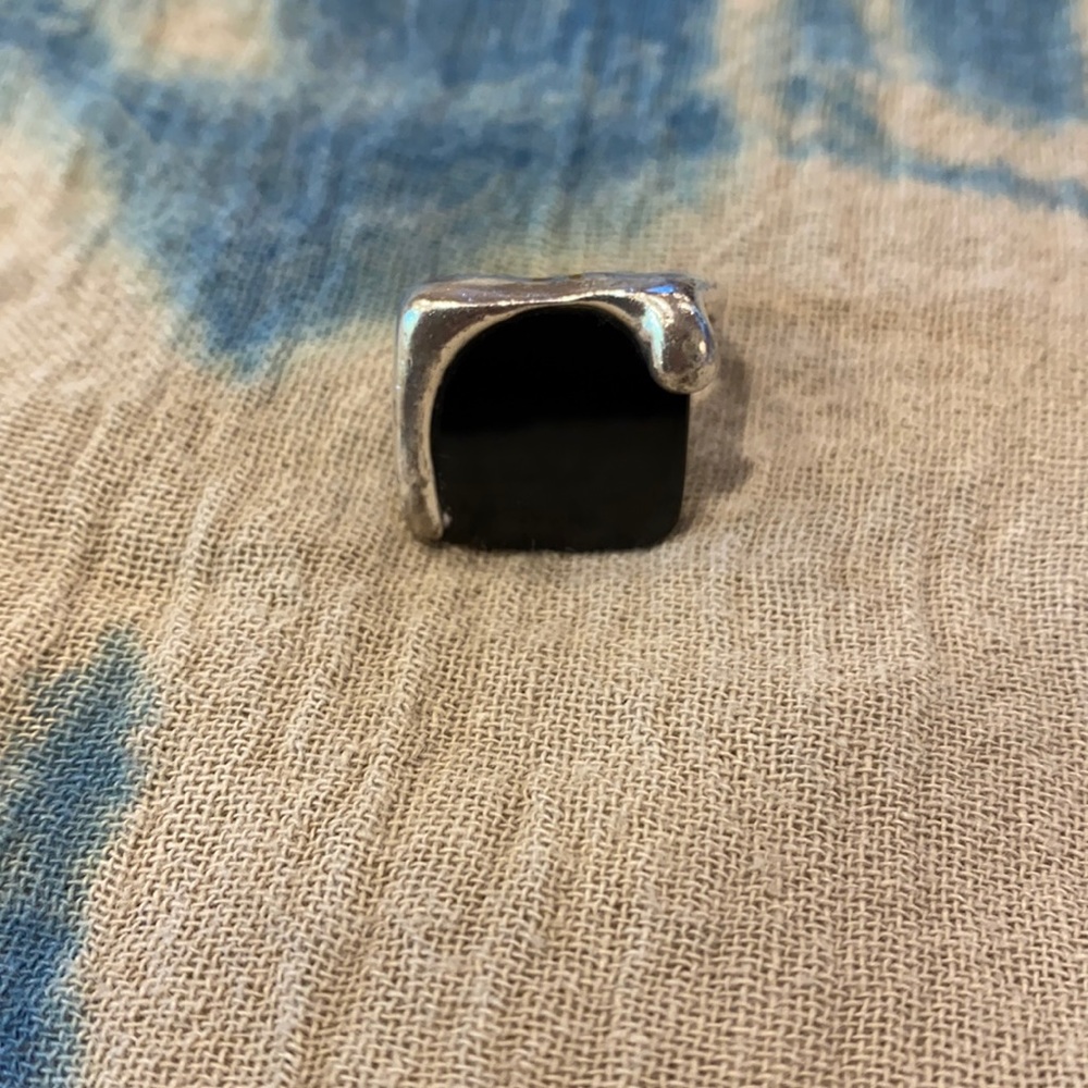 Elsa Peretti for Tiffany rare onyx and sterling silver slab ring.